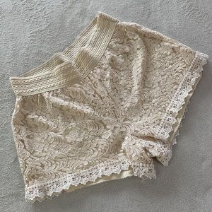 Ambiance Cream Lace Shorts